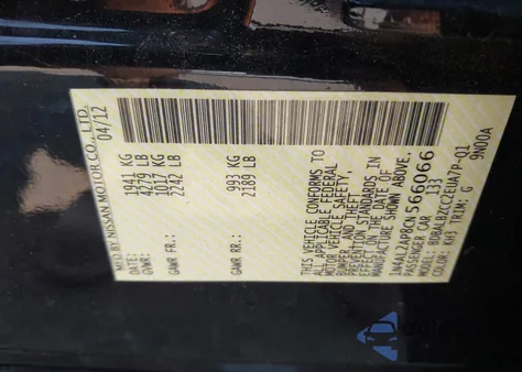 2012 Nissan Altima 2.5 S z USA, uszkodzony, nr VIN 1N4AL2AP8CN566066